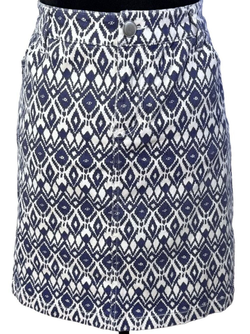 Westport 1962 Blue White Geometric Print Skort Size 14 Stretch Golf Coastal